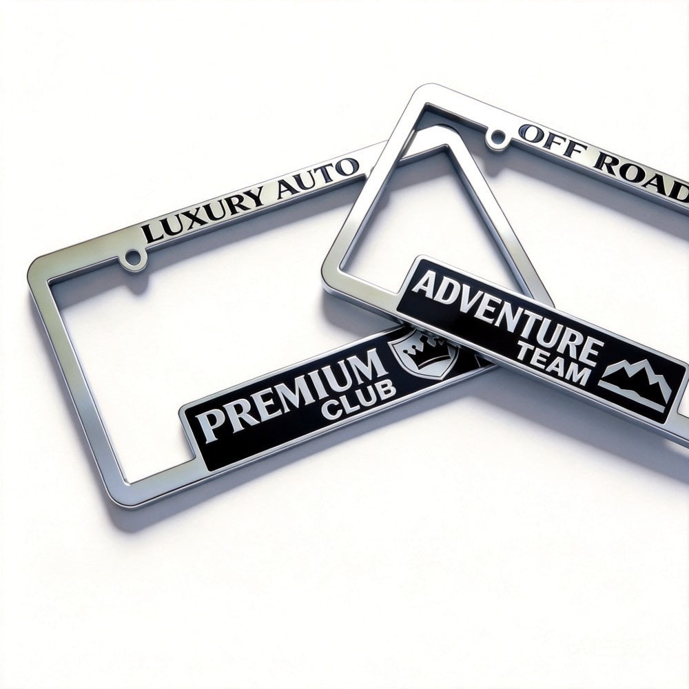 Chrome stainless steel custom engraved license plate frame