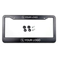 Matte black aluminum custom logo license plate frame with hardware