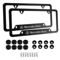Matte black stainless steel license plate frame 2-pack with screw caps