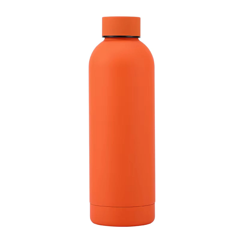 Custom Logo Rubber Coated Water Bottle Vacuum Insulated Stainless Steel Sports Flask Leak Proof Travel
