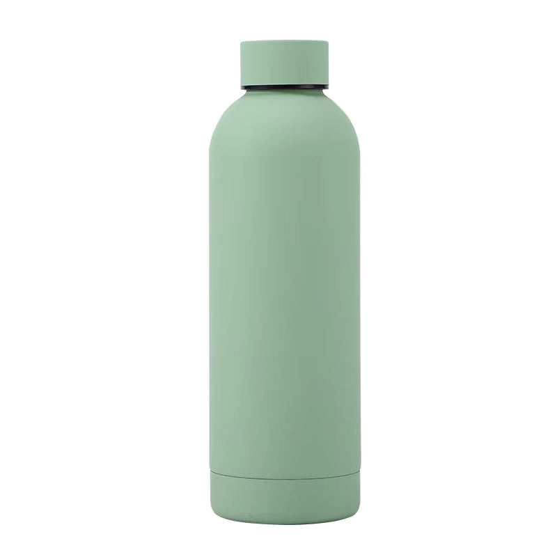 Custom Logo Rubber Coated Water Bottle Vacuum Insulated Stainless Steel Sports Flask Leak Proof Travel