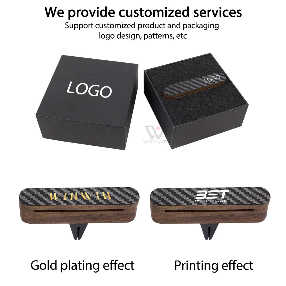 Custom Logo Carbon Fiber Wood Vent Clip Air Freshener