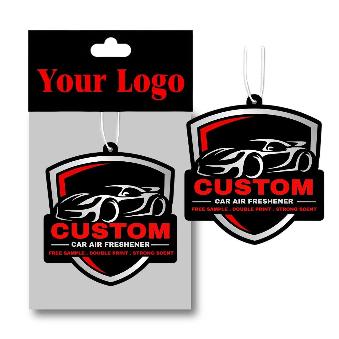 Custom Shape Die-Cut Hanging Air Freshener with Dealership Logo