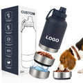 32oz 3-in-1 Custom Logo Dog Travel Bottle with Detachable Food and Water Bowls