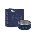 42oz Insulated Stainless Steel Custom Logo Pet Bowl with Gift Box in Navy Blue