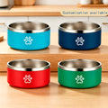 Double-Wall Insulated Custom Logo Pet Bowl in Blue, Navy, Red, and Green