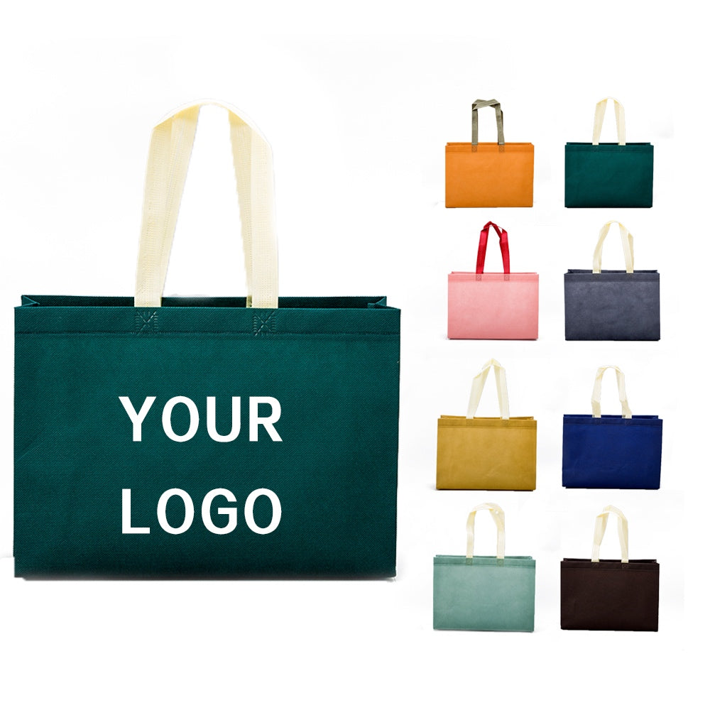 Custom logo non-woven landscape tote in 10+ color options
