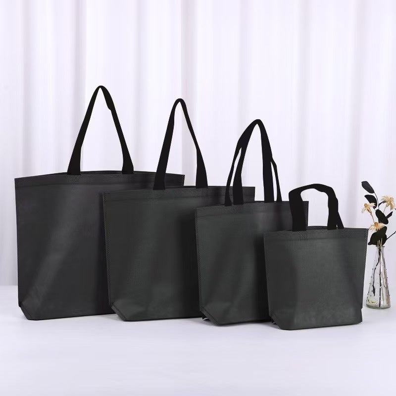 Custom logo non-woven black tote bag in 4 sizes