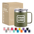 12oz Powder-Coated Coffee Mug with Handle and Lid