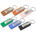 Leather Pad Keychain with Engraved Metal Plate in 6 Colors