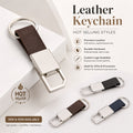 Leather Strap Keychain with Polished Silver Buckle Connector