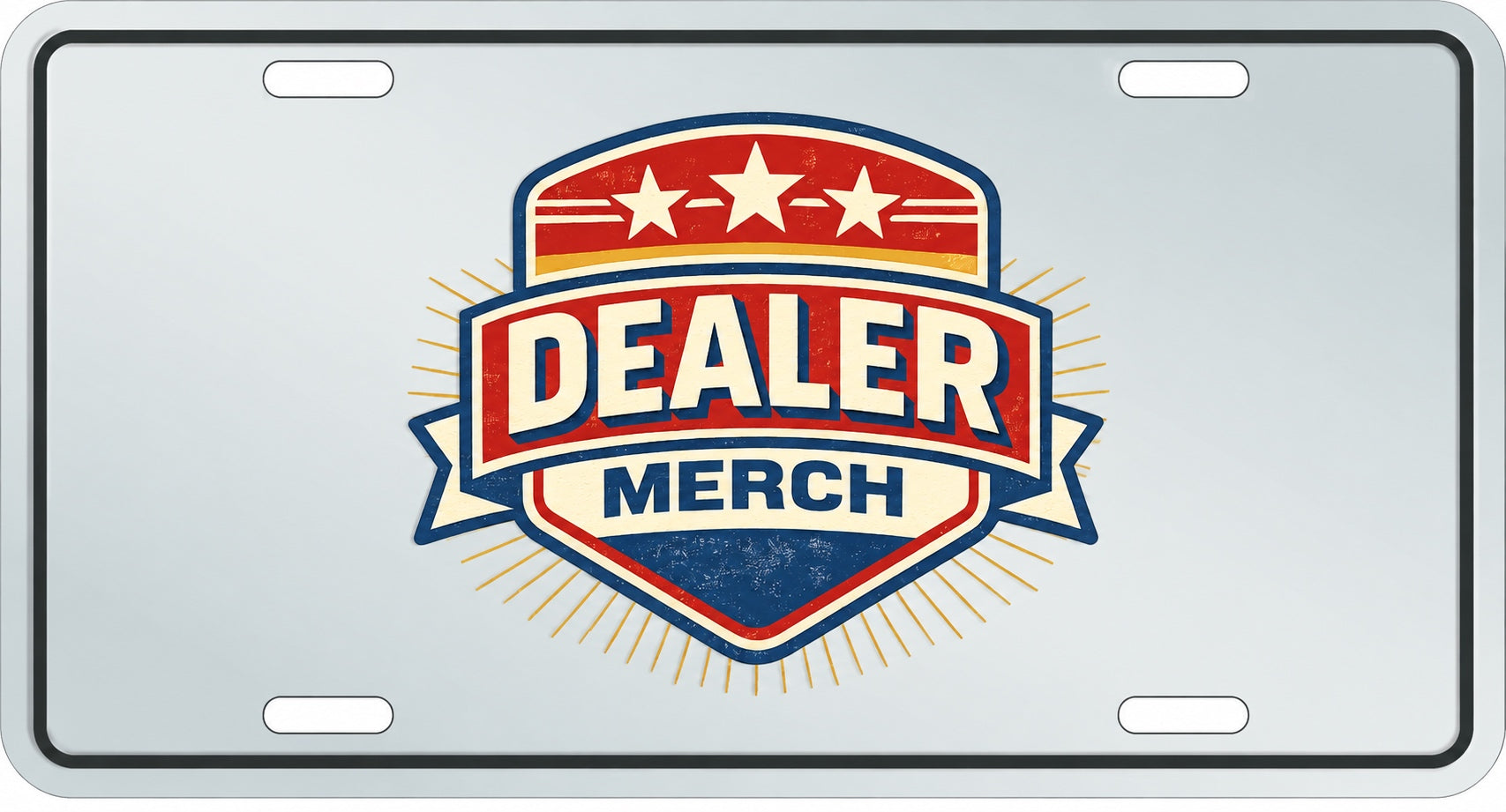 Custom Full-Color Printed Metal License Plate with Dealer Merch Logo