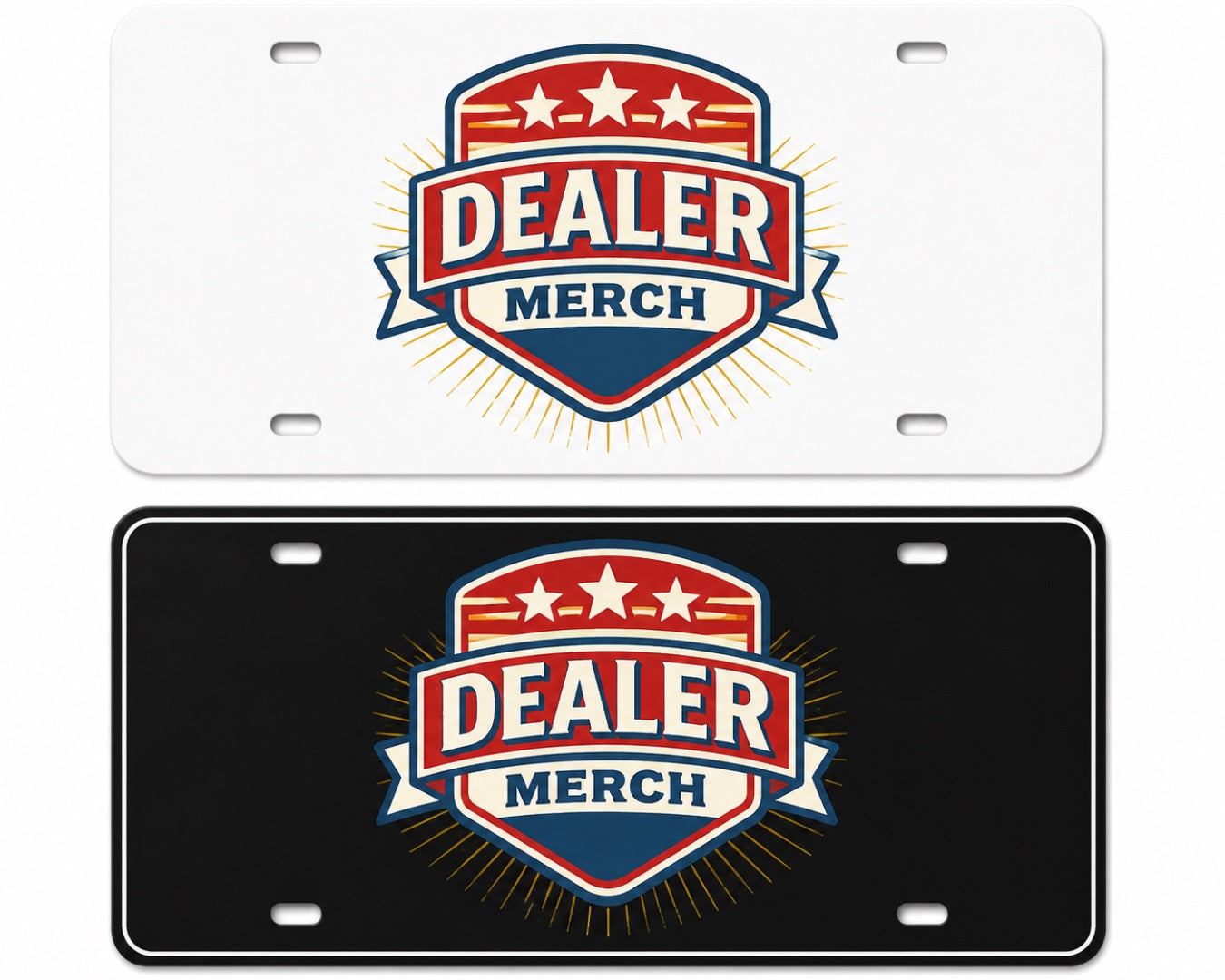 Custom Full-Color Printed Plastic License Plate in White and Black