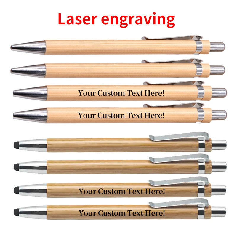 Bamboo Laser-Engraved Stylus Pen with Custom Text