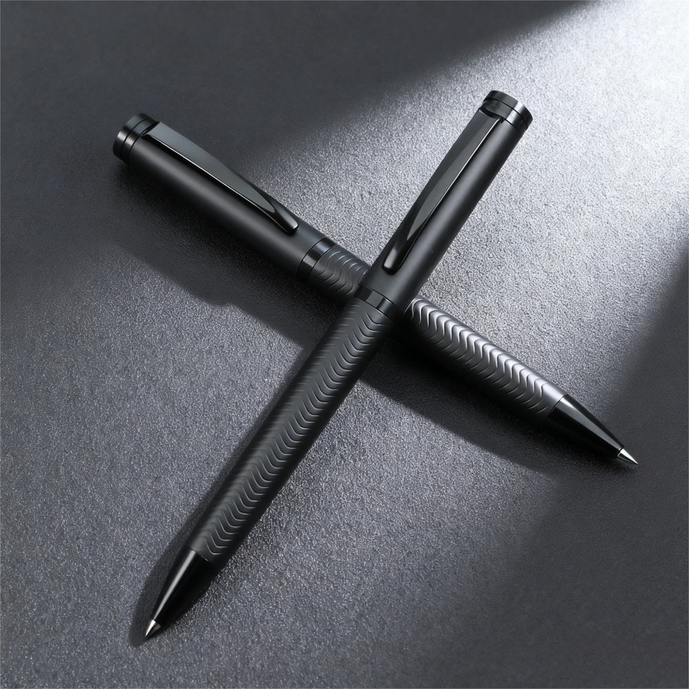 Matte Black Textured Grip Metal Rollerball Pen