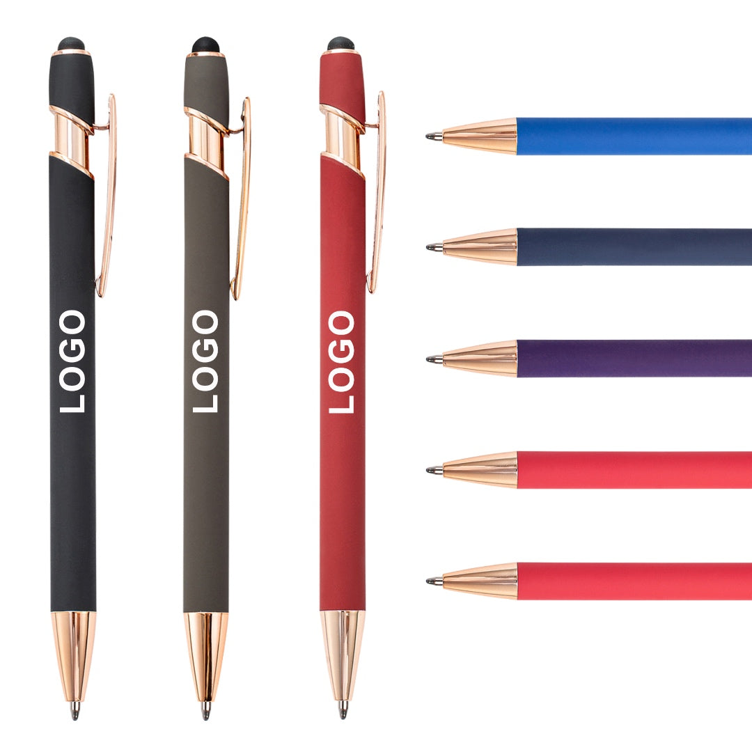 Soft-Touch Stylus Pen with Rose Gold Hardware in Multiple Colors