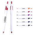 White Retractable Logo Ballpoint Pen with Color Accent in Multiple Colors