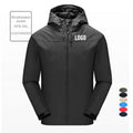 Custom logo hooded windbreaker jacket in black, multiple colors available