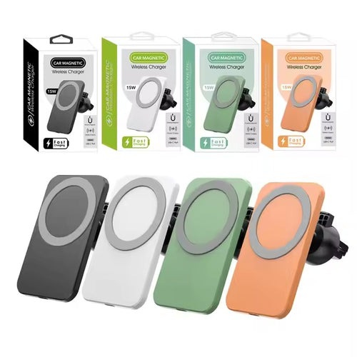 15W Magnetic Car Wireless Charger and Phone Mount in 4 Colors