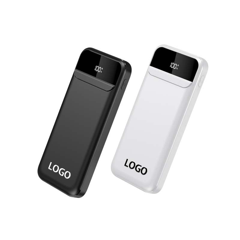 Custom Logo Power Bank with Digital LED Display in Black and White
