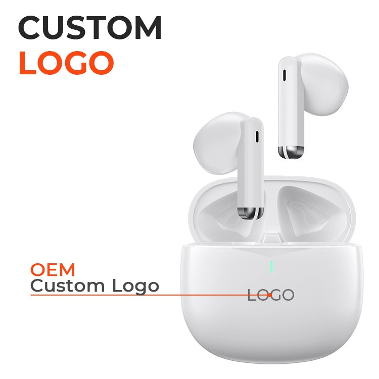 Custom Logo TWS Earbuds Classic All-White Edition with Charging Case