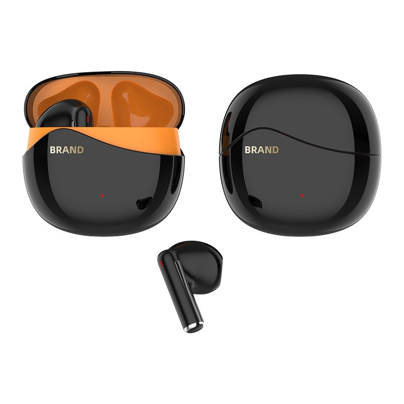 Custom Logo Premium TWS Earbuds in Black and Orange