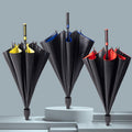 Large straight umbrella with color-accent interior in black/yellow, black/blue, black/red